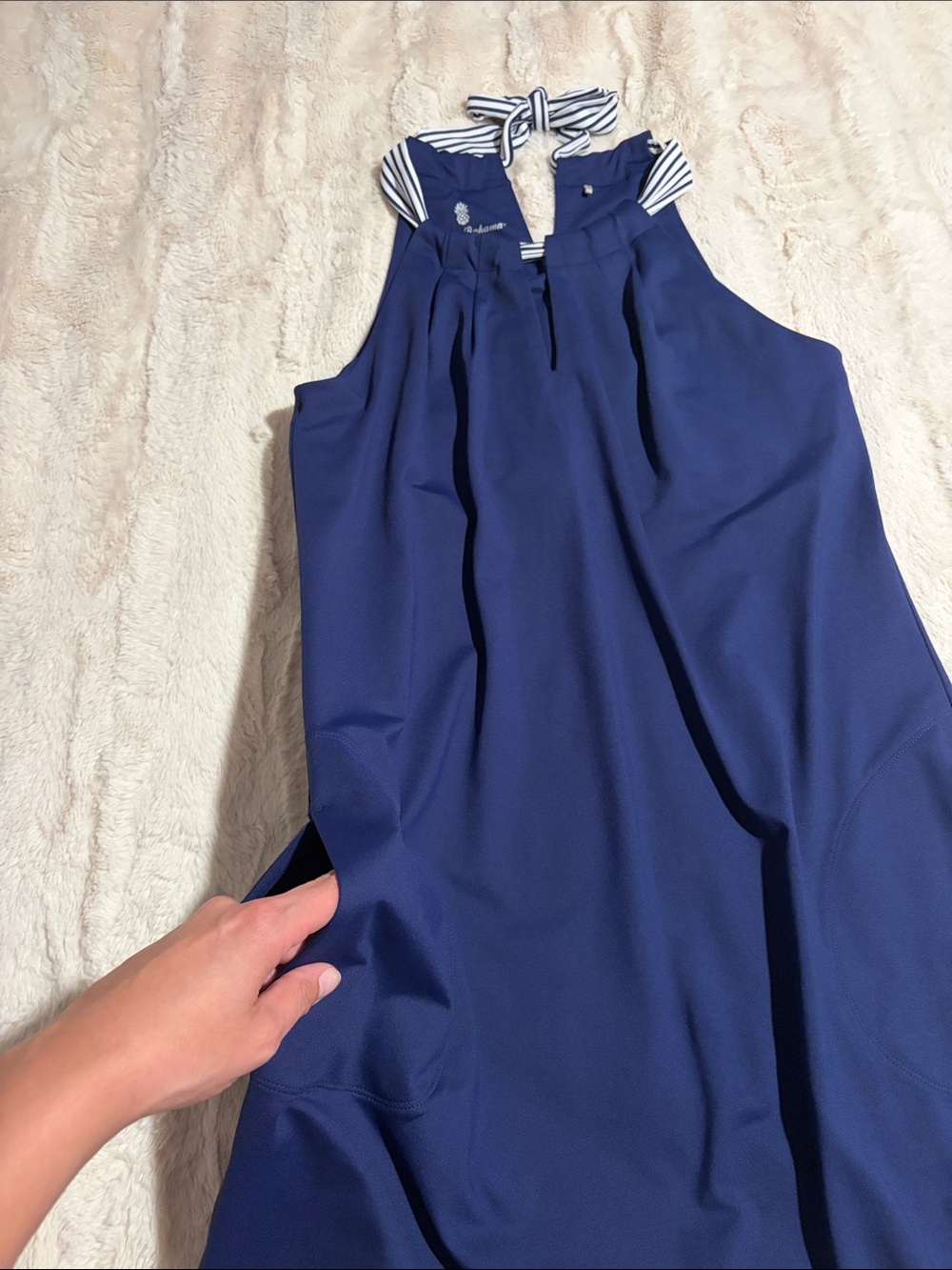 NEW- Tammy Bahama Navy Halter Striped Tie Neck Islandzone Summer/Beach/Active - Picture 2 of 8
